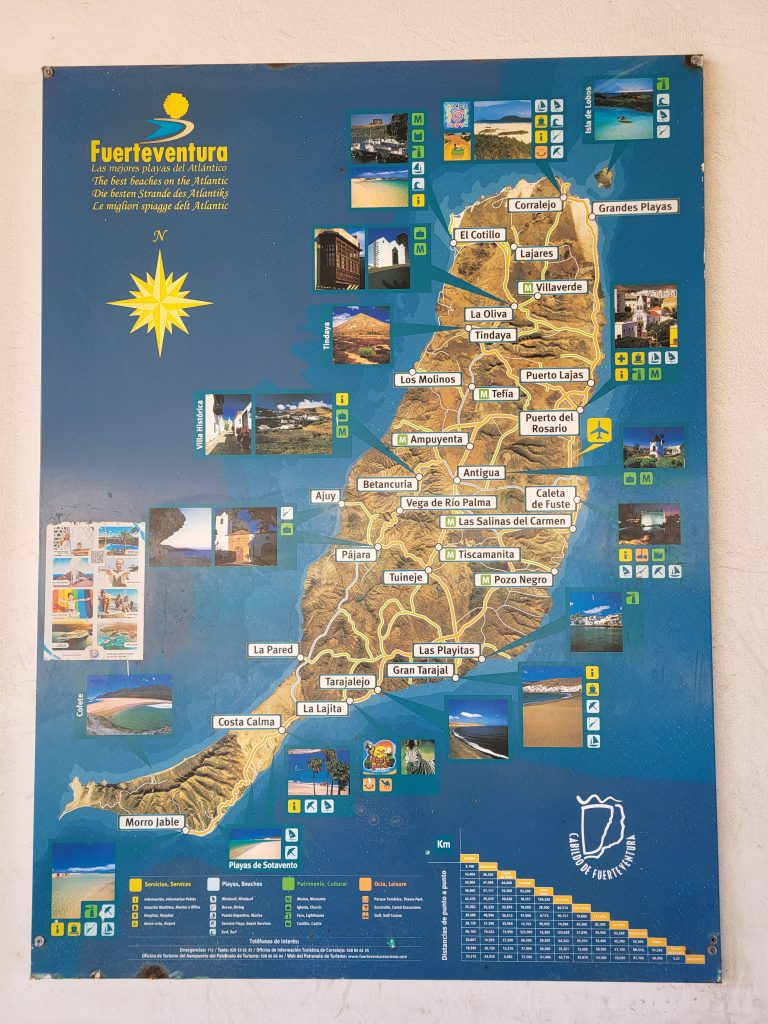 Mapa ostrova Fuerteventura.